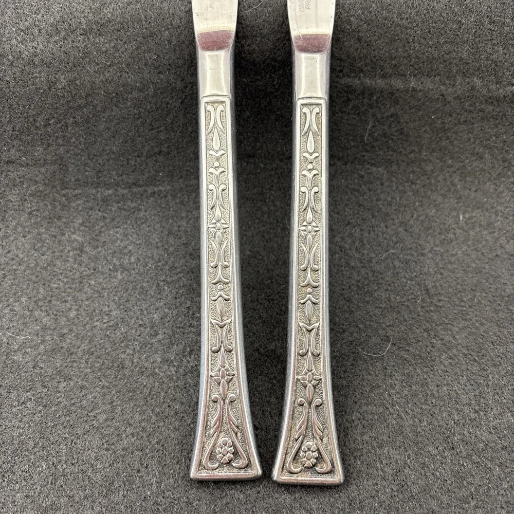 2  Siboney Grand Prix Stainless Modern Hollow Dinner Knives‎ Textured Japan